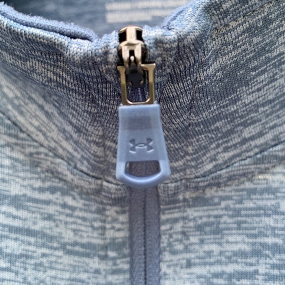 UNDER Armour Heat Gear Long Sleeve 1/4 Zip Tech Shirt - Heathered Slate Blue - Picture 7 of 16